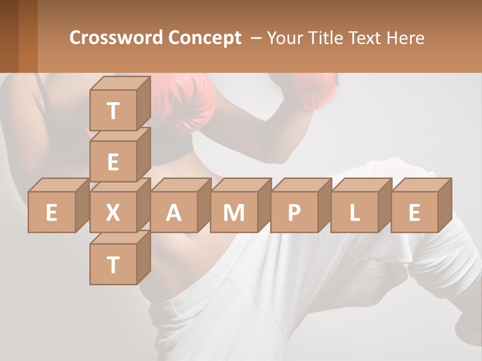 A Woman Wearing Boxing Gloves Is Posing For A Picture PowerPoint Template