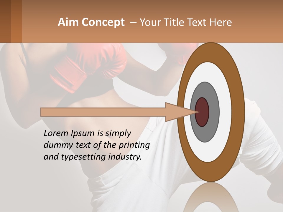 A Woman Wearing Boxing Gloves Is Posing For A Picture PowerPoint Template