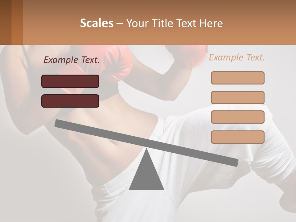 A Woman Wearing Boxing Gloves Is Posing For A Picture PowerPoint Template