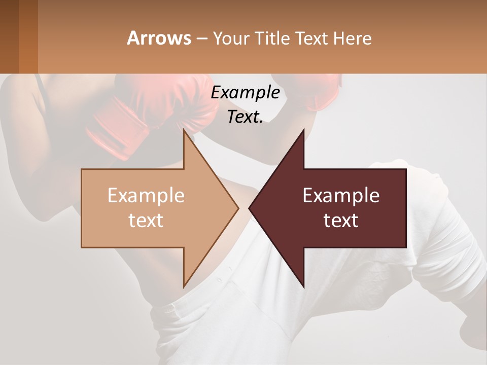 A Woman Wearing Boxing Gloves Is Posing For A Picture PowerPoint Template