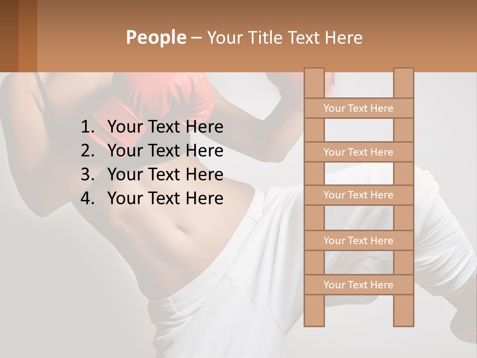 A Woman Wearing Boxing Gloves Is Posing For A Picture PowerPoint Template