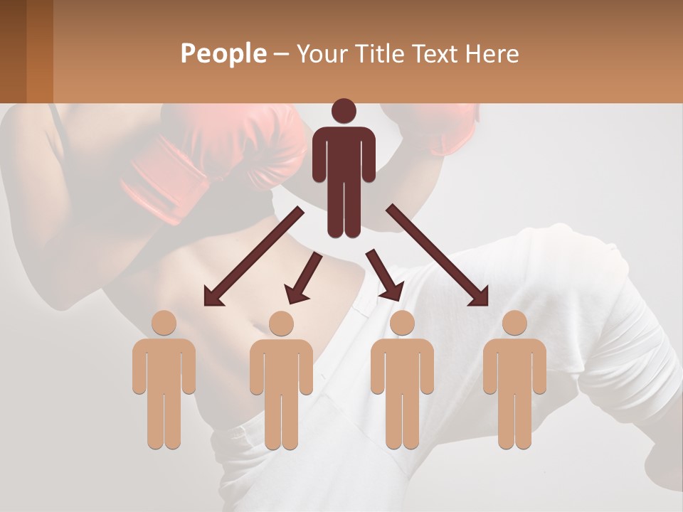 A Woman Wearing Boxing Gloves Is Posing For A Picture PowerPoint Template