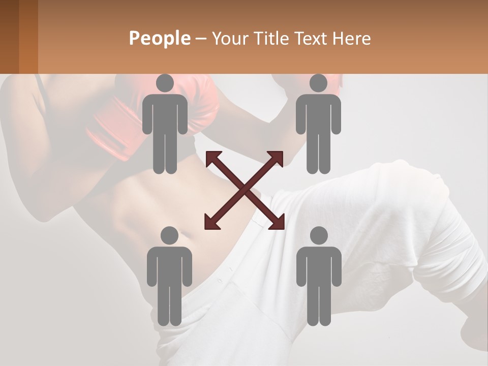 A Woman Wearing Boxing Gloves Is Posing For A Picture PowerPoint Template