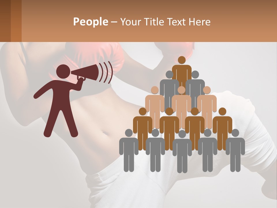 A Woman Wearing Boxing Gloves Is Posing For A Picture PowerPoint Template