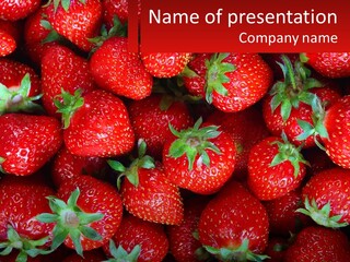 A Pile Of Strawberries With A Red Background PowerPoint Template