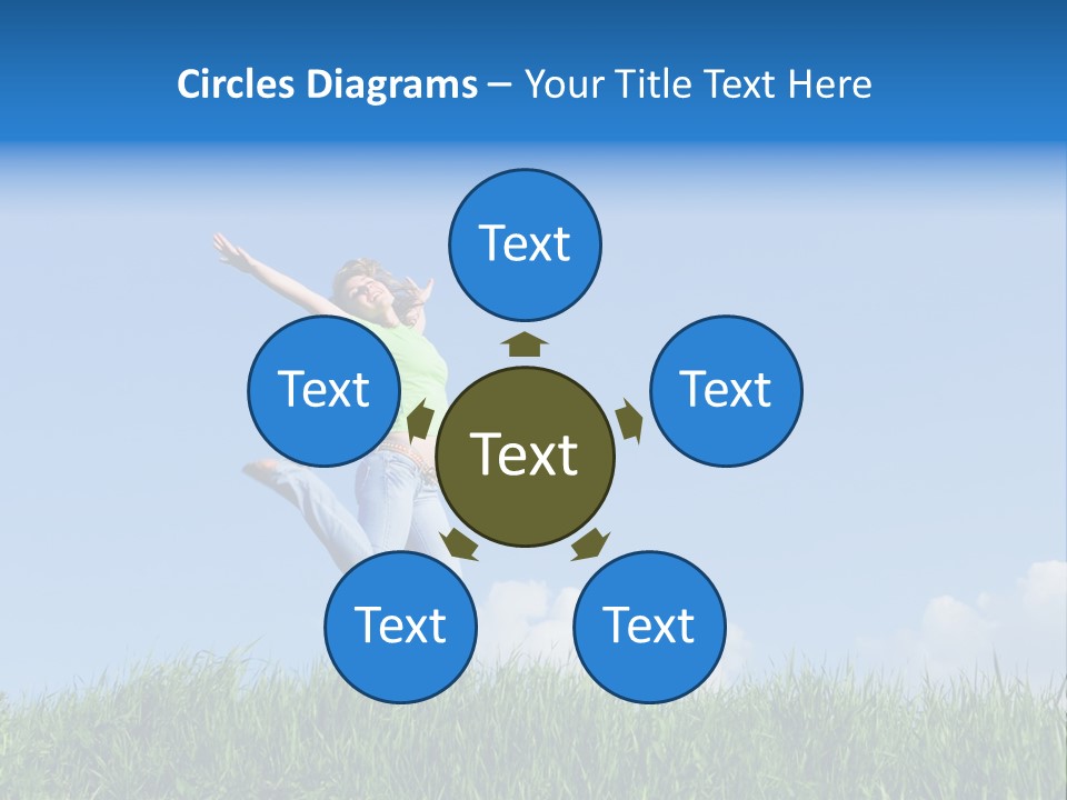 A Woman Jumping In The Air In A Field Of Grass PowerPoint Template