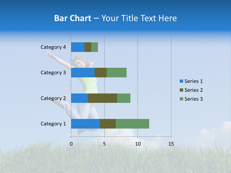 A Woman Jumping In The Air In A Field Of Grass PowerPoint Template