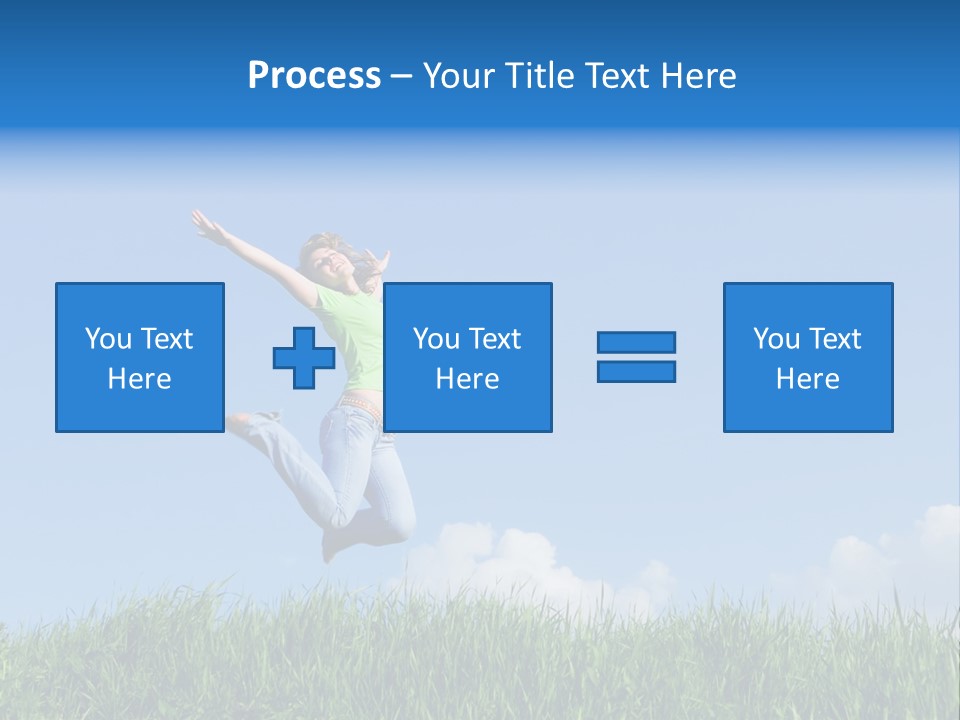 A Woman Jumping In The Air In A Field Of Grass PowerPoint Template
