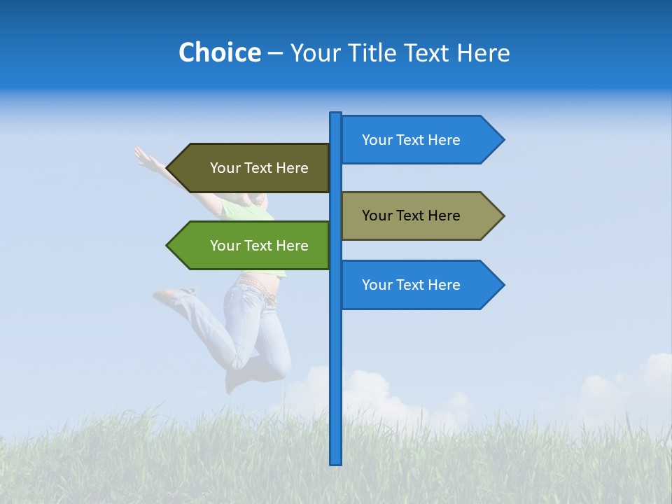 A Woman Jumping In The Air In A Field Of Grass PowerPoint Template