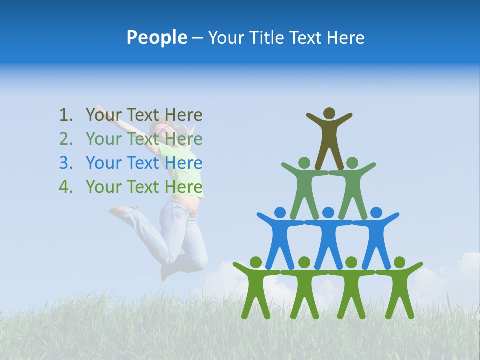 A Woman Jumping In The Air In A Field Of Grass PowerPoint Template
