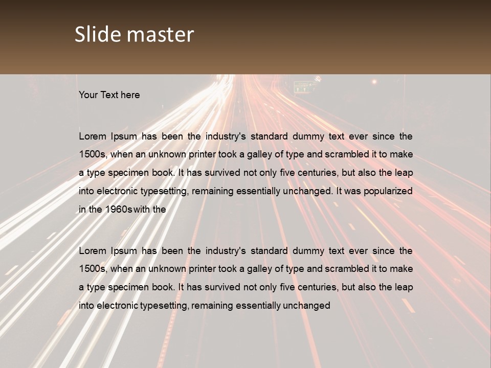 A Long Exposure Picture Of A Highway At Night PowerPoint Template