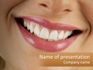 A Woman's Smile With White Teeth Powerpoint Template PowerPoint Template