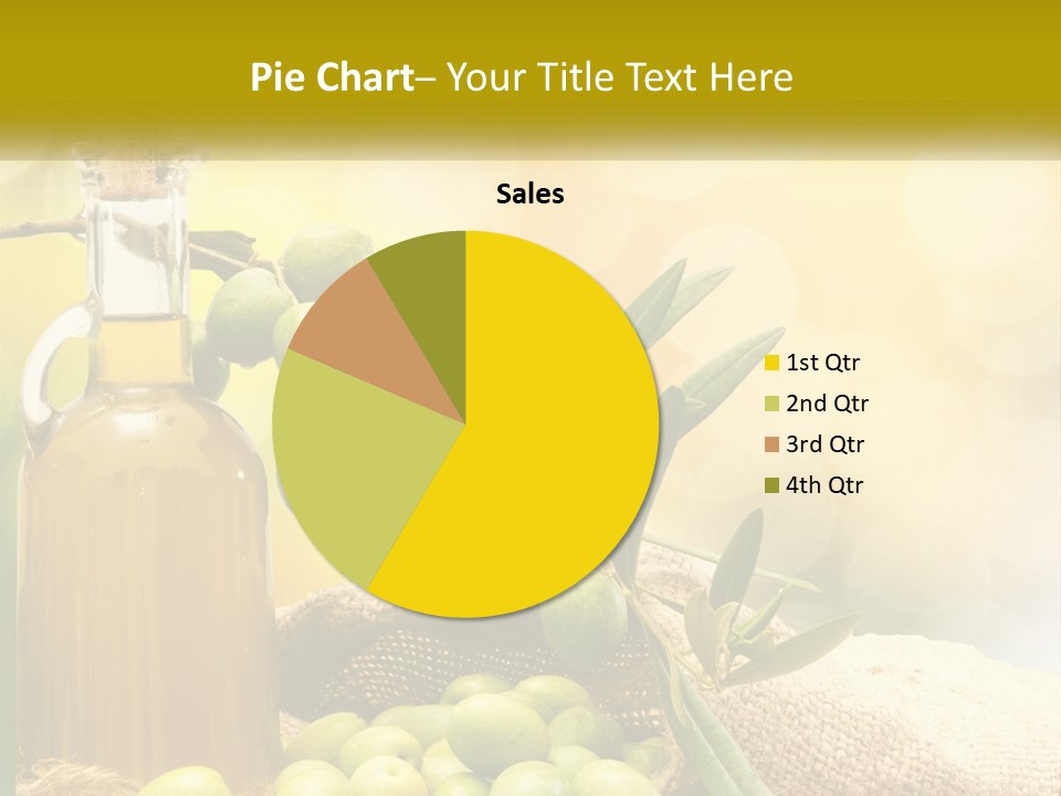 A Bottle Of Olive Oil Next To A Bunch Of Green Olives PowerPoint Template