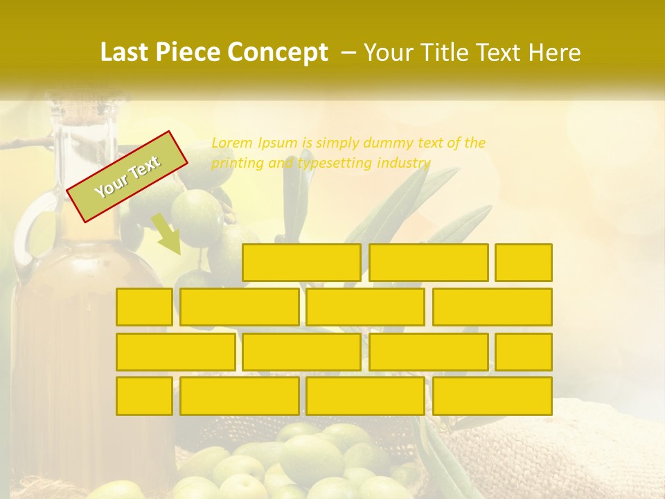 A Bottle Of Olive Oil Next To A Bunch Of Green Olives PowerPoint Template