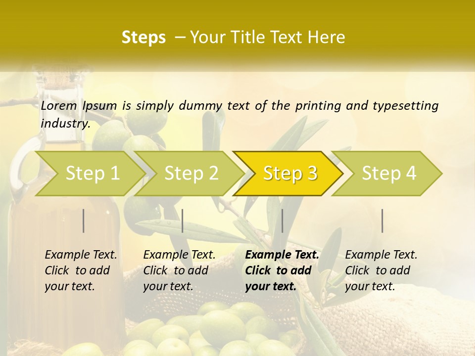 A Bottle Of Olive Oil Next To A Bunch Of Green Olives PowerPoint Template