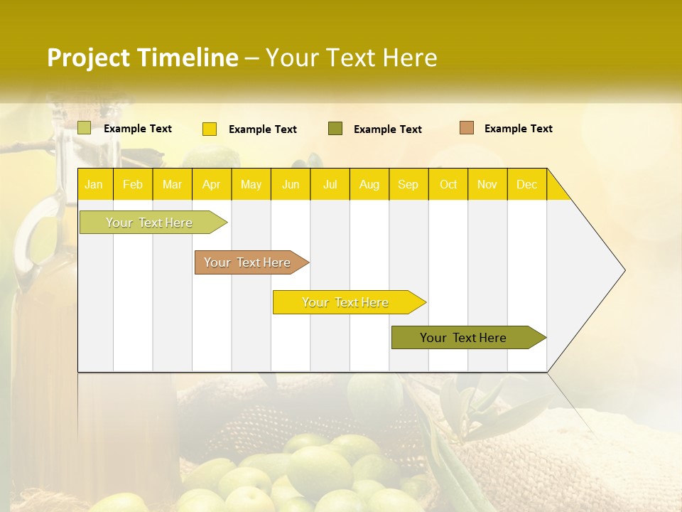 A Bottle Of Olive Oil Next To A Bunch Of Green Olives PowerPoint Template