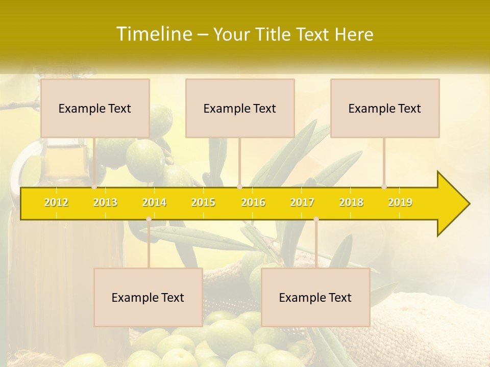 A Bottle Of Olive Oil Next To A Bunch Of Green Olives PowerPoint Template