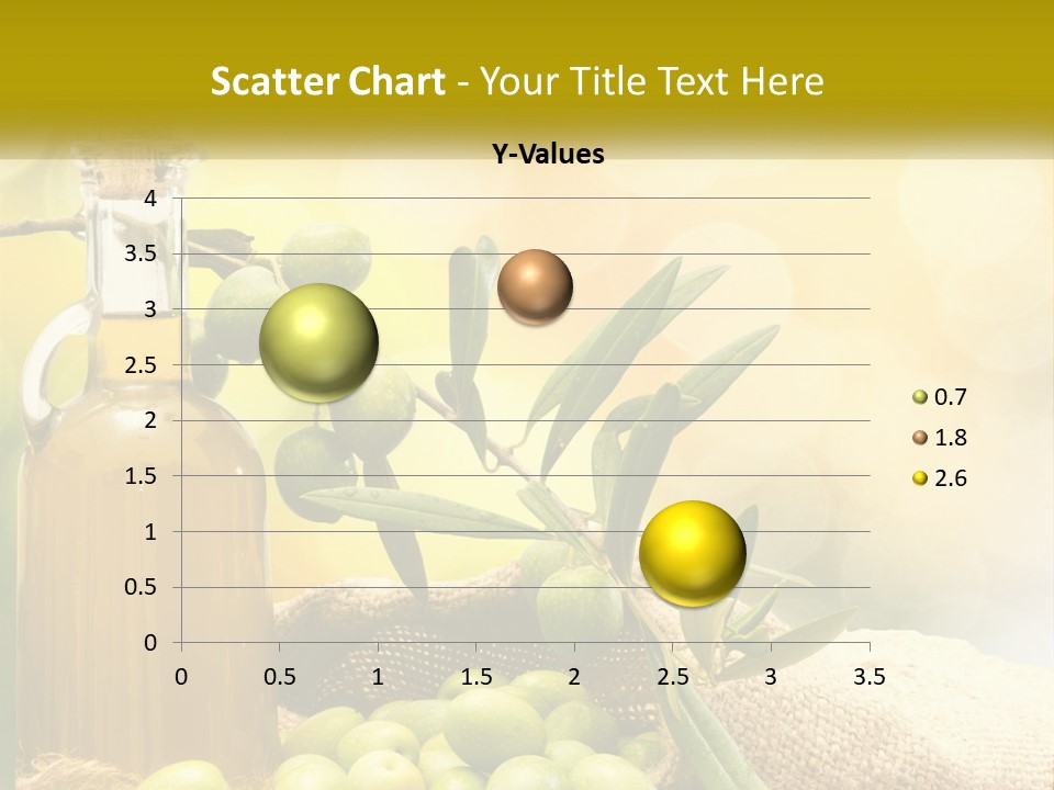 A Bottle Of Olive Oil Next To A Bunch Of Green Olives PowerPoint Template