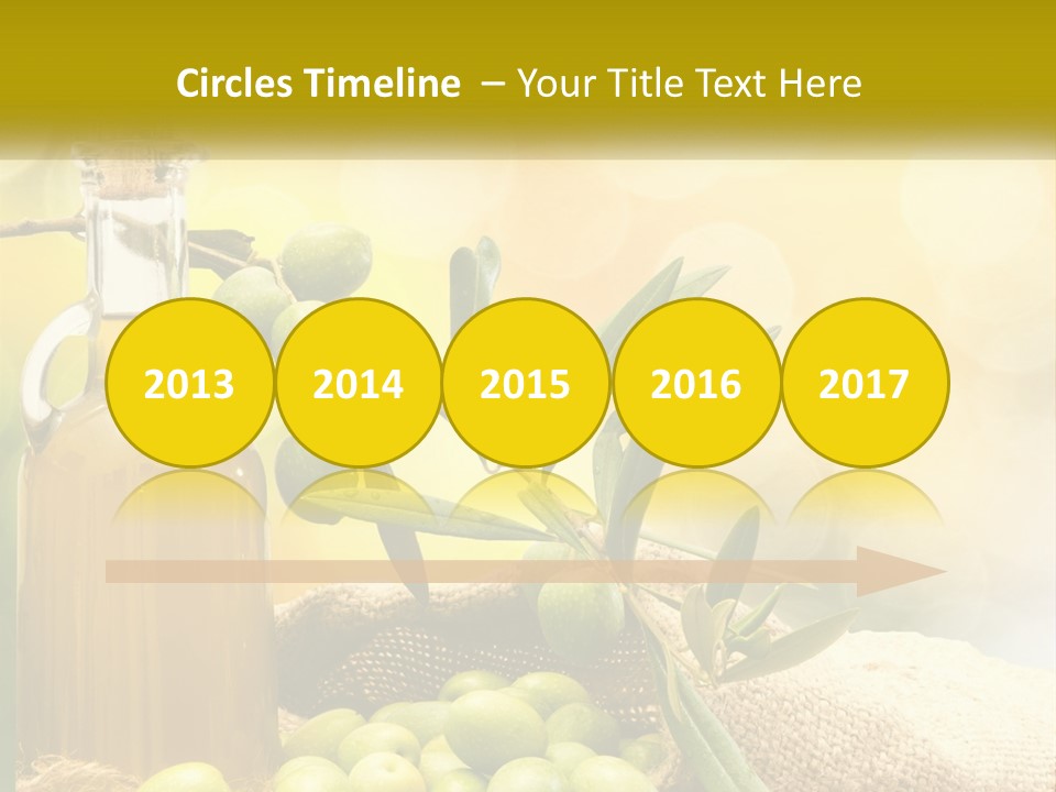 A Bottle Of Olive Oil Next To A Bunch Of Green Olives PowerPoint Template