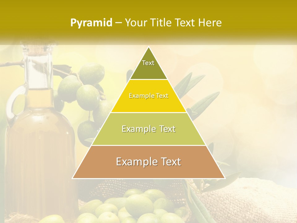 A Bottle Of Olive Oil Next To A Bunch Of Green Olives PowerPoint Template