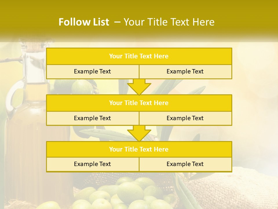 A Bottle Of Olive Oil Next To A Bunch Of Green Olives PowerPoint Template