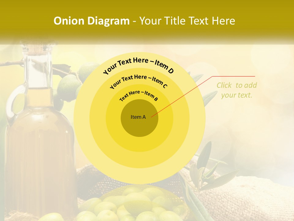 A Bottle Of Olive Oil Next To A Bunch Of Green Olives PowerPoint Template