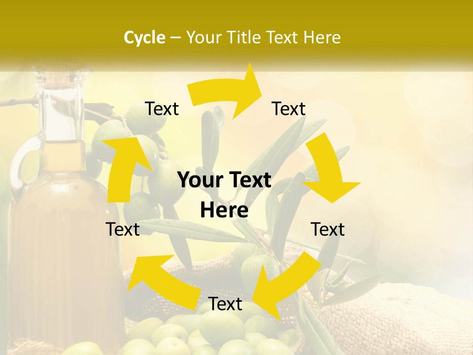 A Bottle Of Olive Oil Next To A Bunch Of Green Olives PowerPoint Template