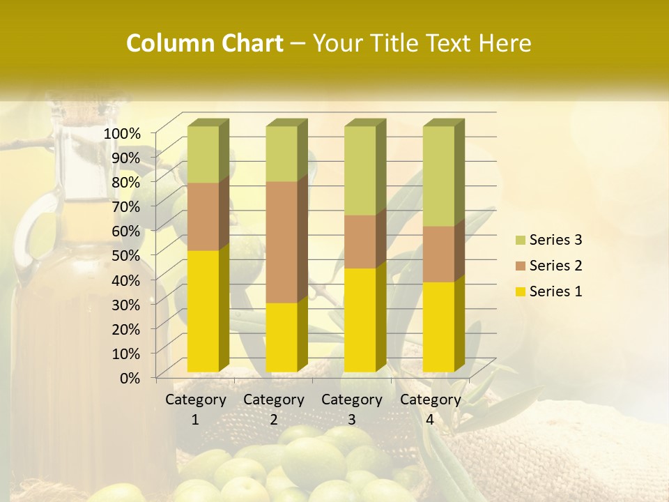 A Bottle Of Olive Oil Next To A Bunch Of Green Olives PowerPoint Template
