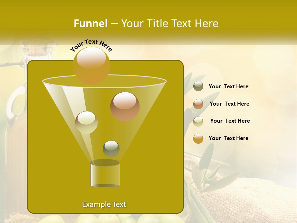 A Bottle Of Olive Oil Next To A Bunch Of Green Olives PowerPoint Template