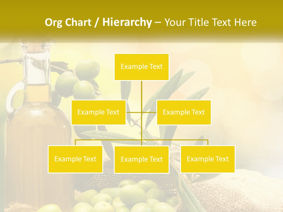 A Bottle Of Olive Oil Next To A Bunch Of Green Olives PowerPoint Template