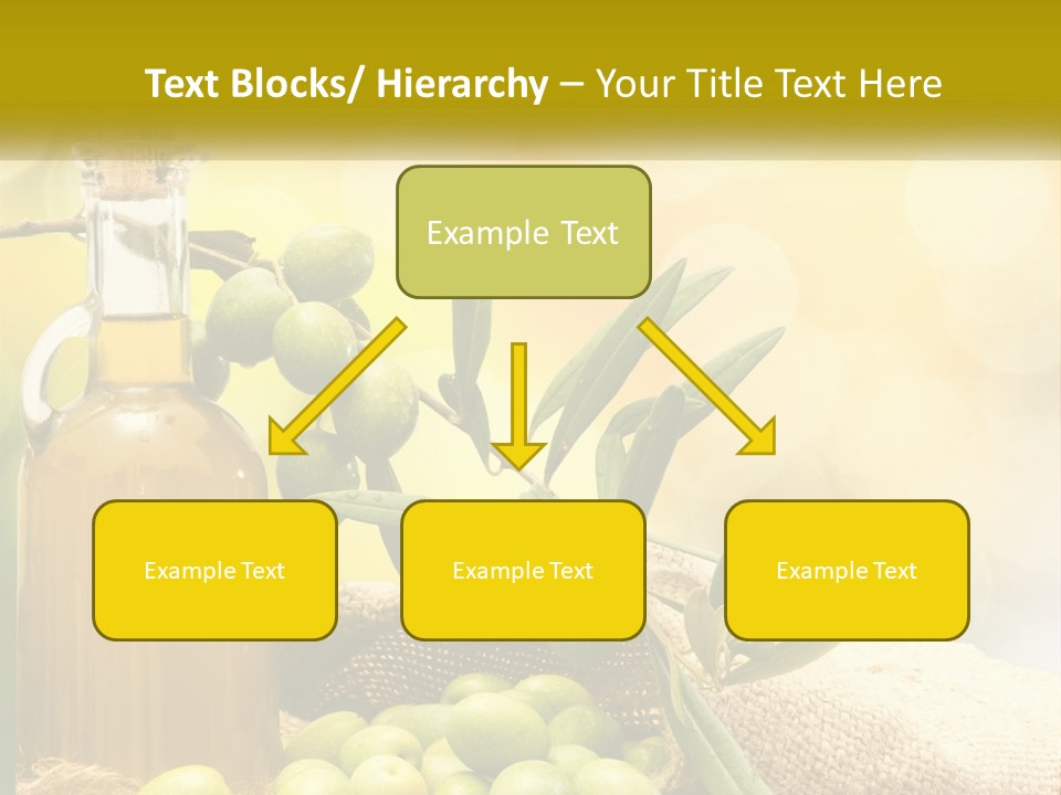 A Bottle Of Olive Oil Next To A Bunch Of Green Olives PowerPoint Template