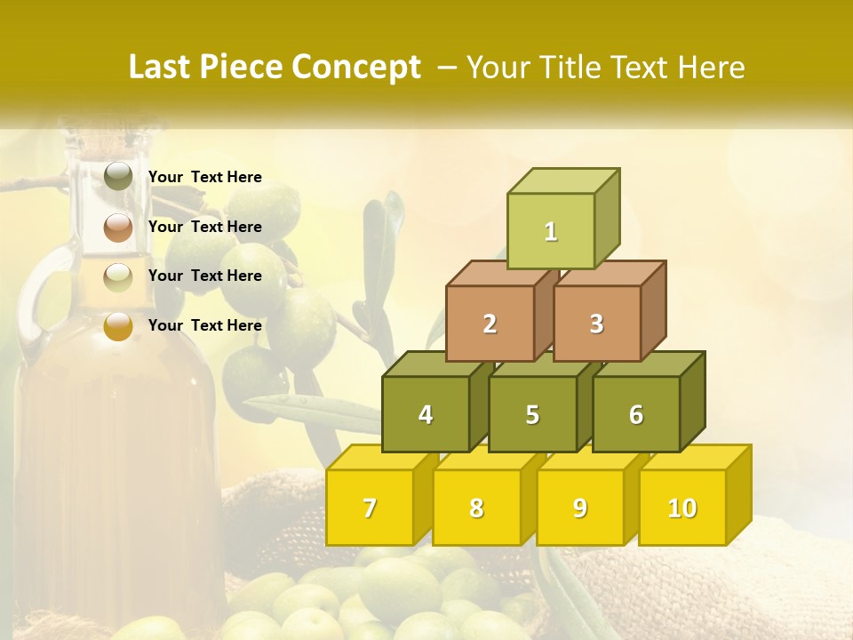 A Bottle Of Olive Oil Next To A Bunch Of Green Olives PowerPoint Template