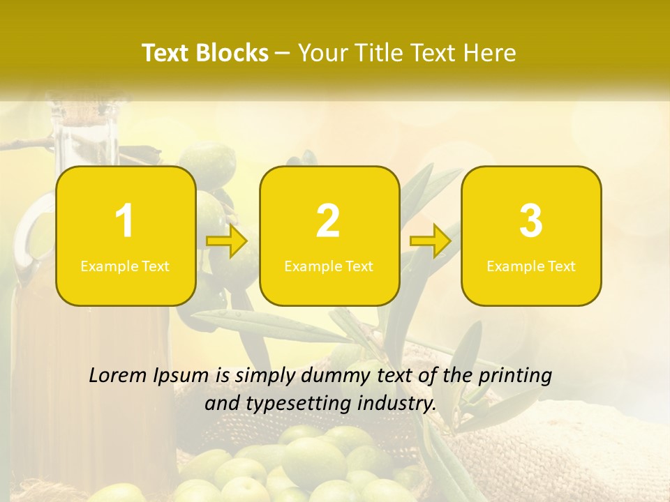 A Bottle Of Olive Oil Next To A Bunch Of Green Olives PowerPoint Template