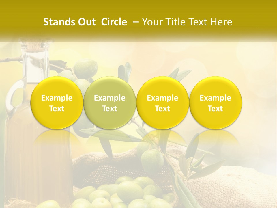 A Bottle Of Olive Oil Next To A Bunch Of Green Olives PowerPoint Template