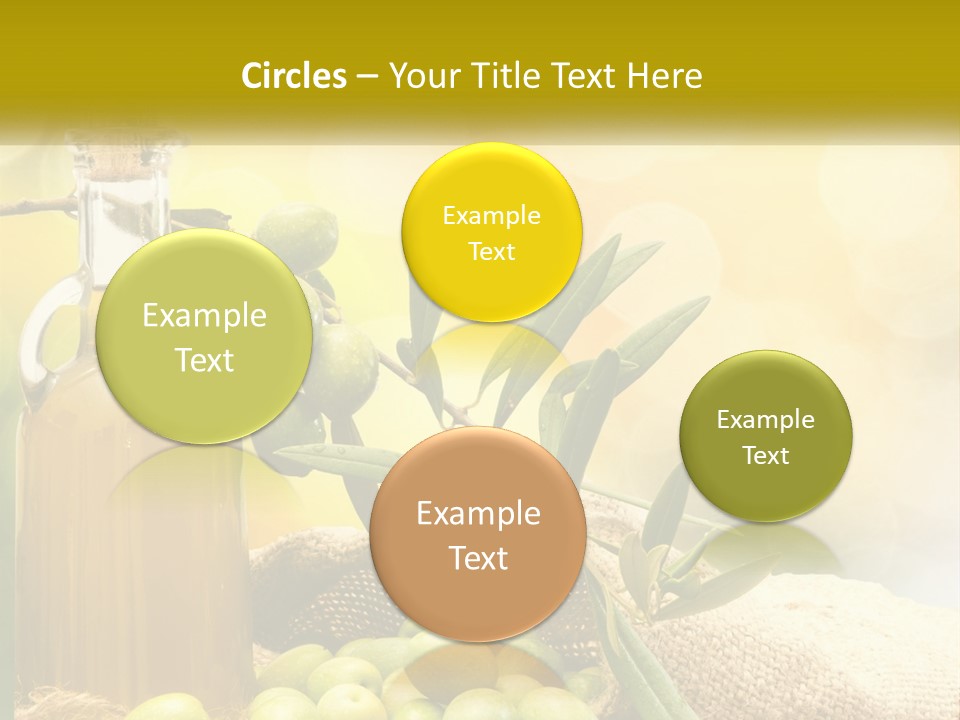 A Bottle Of Olive Oil Next To A Bunch Of Green Olives PowerPoint Template