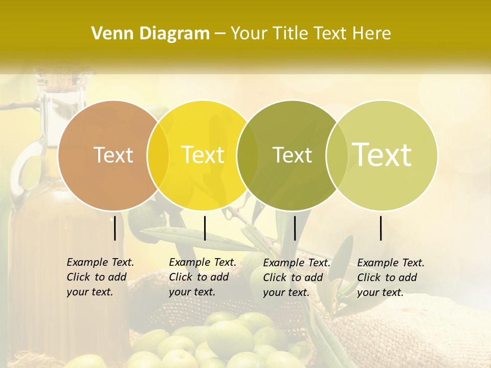 A Bottle Of Olive Oil Next To A Bunch Of Green Olives PowerPoint Template