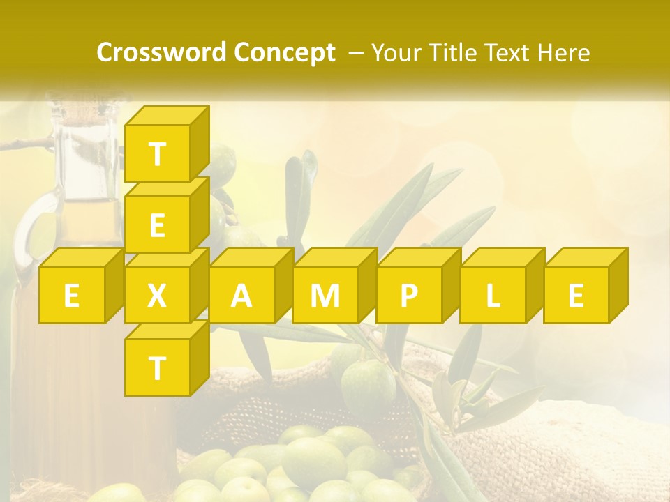 A Bottle Of Olive Oil Next To A Bunch Of Green Olives PowerPoint Template