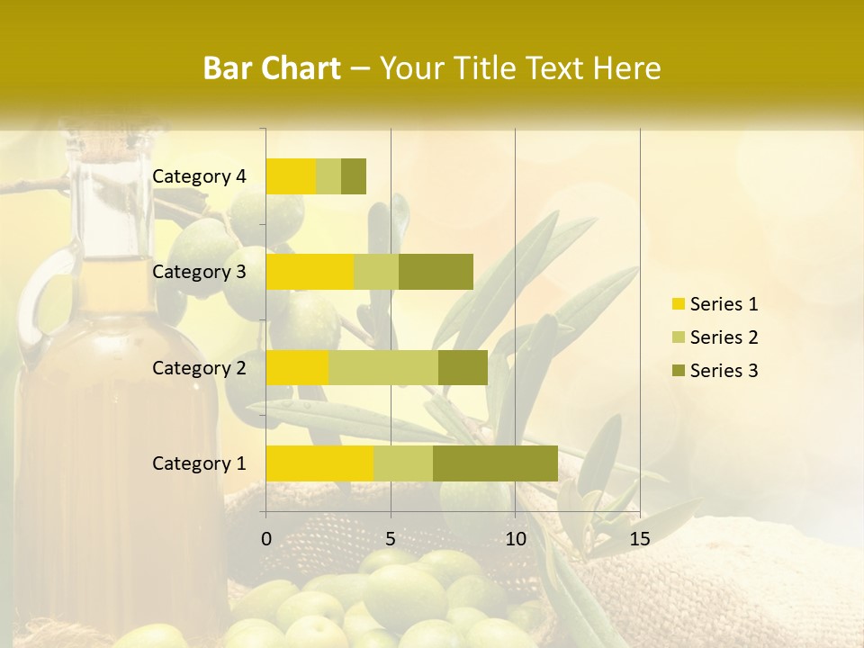 A Bottle Of Olive Oil Next To A Bunch Of Green Olives PowerPoint Template