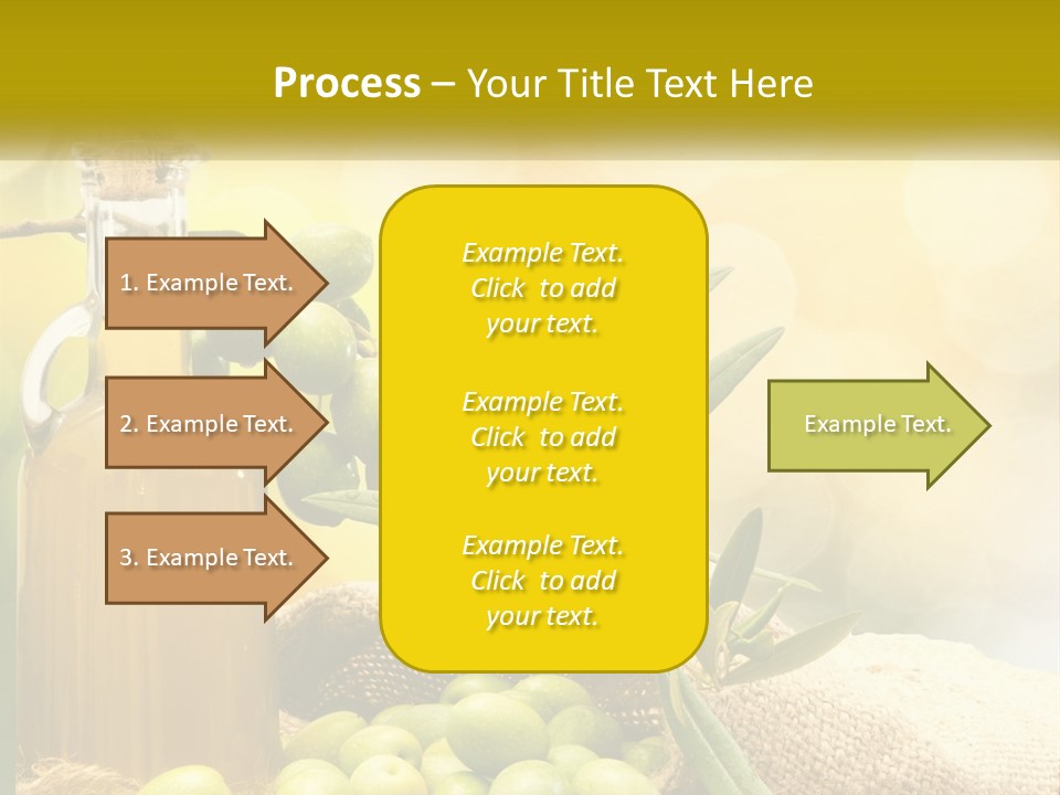 A Bottle Of Olive Oil Next To A Bunch Of Green Olives PowerPoint Template