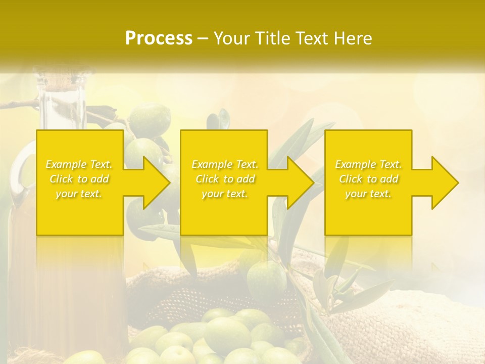 A Bottle Of Olive Oil Next To A Bunch Of Green Olives PowerPoint Template