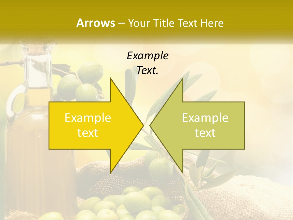 A Bottle Of Olive Oil Next To A Bunch Of Green Olives PowerPoint Template