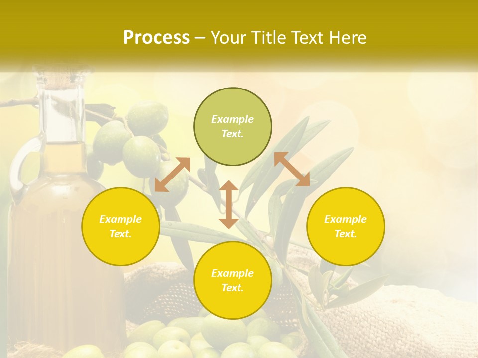 A Bottle Of Olive Oil Next To A Bunch Of Green Olives PowerPoint Template