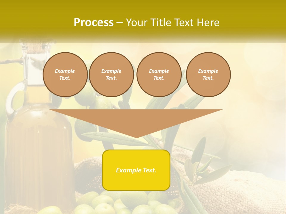 A Bottle Of Olive Oil Next To A Bunch Of Green Olives PowerPoint Template