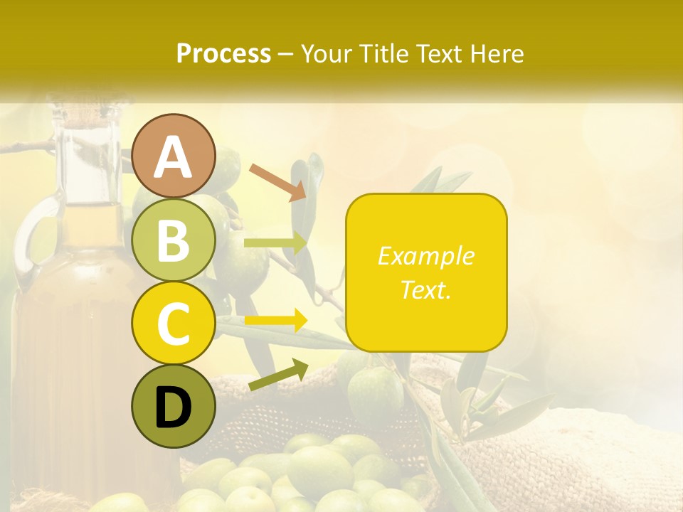 A Bottle Of Olive Oil Next To A Bunch Of Green Olives PowerPoint Template