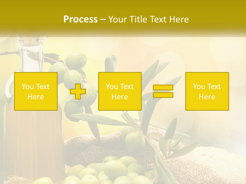 A Bottle Of Olive Oil Next To A Bunch Of Green Olives PowerPoint Template