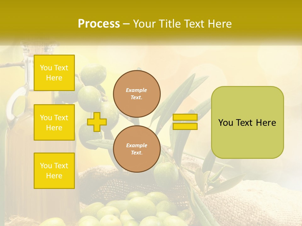 A Bottle Of Olive Oil Next To A Bunch Of Green Olives PowerPoint Template