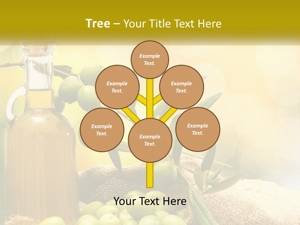 A Bottle Of Olive Oil Next To A Bunch Of Green Olives PowerPoint Template