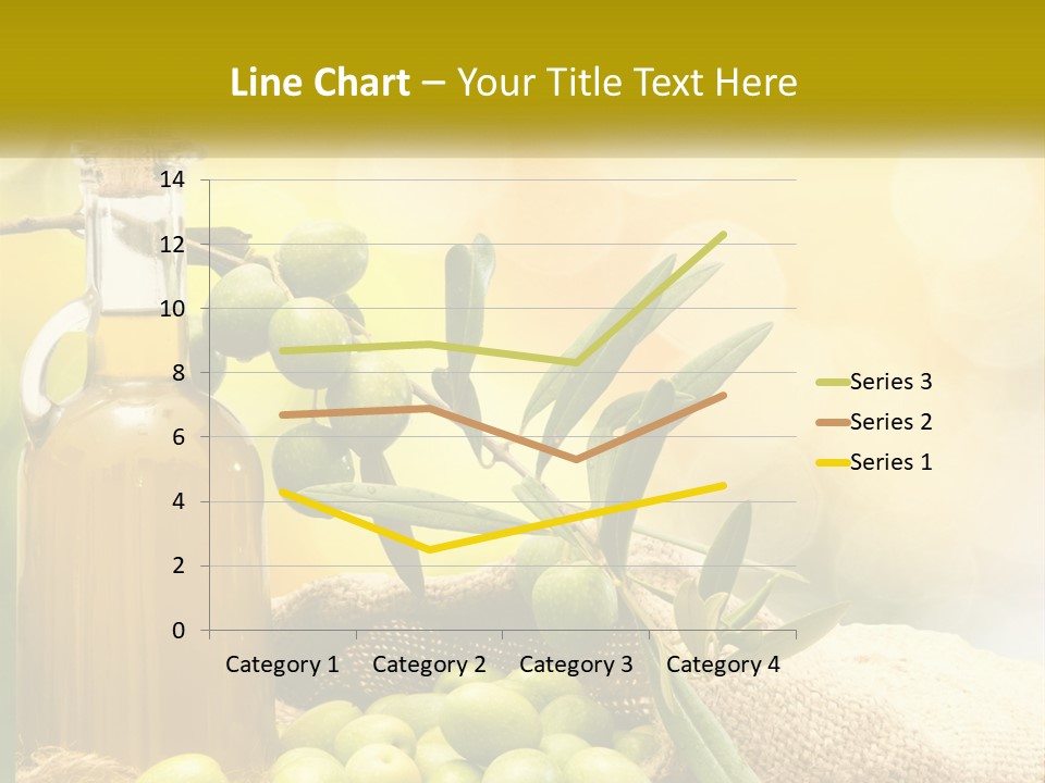 A Bottle Of Olive Oil Next To A Bunch Of Green Olives PowerPoint Template