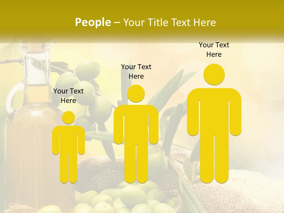 A Bottle Of Olive Oil Next To A Bunch Of Green Olives PowerPoint Template