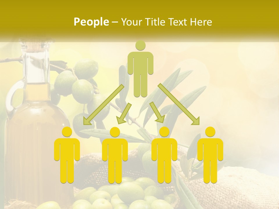 A Bottle Of Olive Oil Next To A Bunch Of Green Olives PowerPoint Template